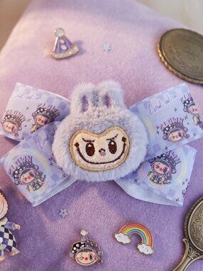 Blue LABUBU Hair Clip with Bow